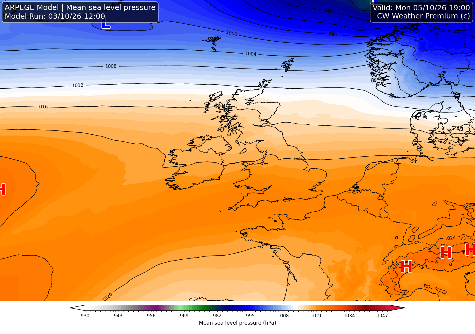 ARPEGE mean sea level pressure chart